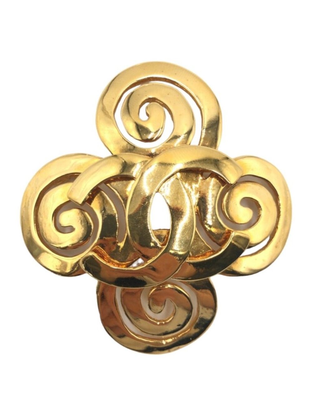 Chanel Vintage CC Logo Gold Metal Brooch